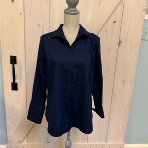 Chico’s Chic Stretch Navy Blue Shirt 3/4 Sleeves